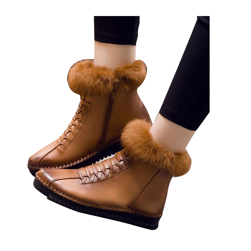 2019 г. женские ботинки из натуральной кожи зимние ботильоны на молнии платформе
