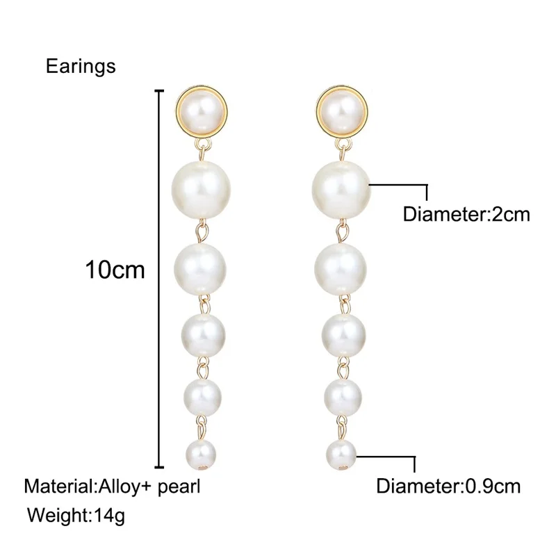 HASTTHOU длинные падение в заказ Pearl Длинные висячие серьги золото металл моды