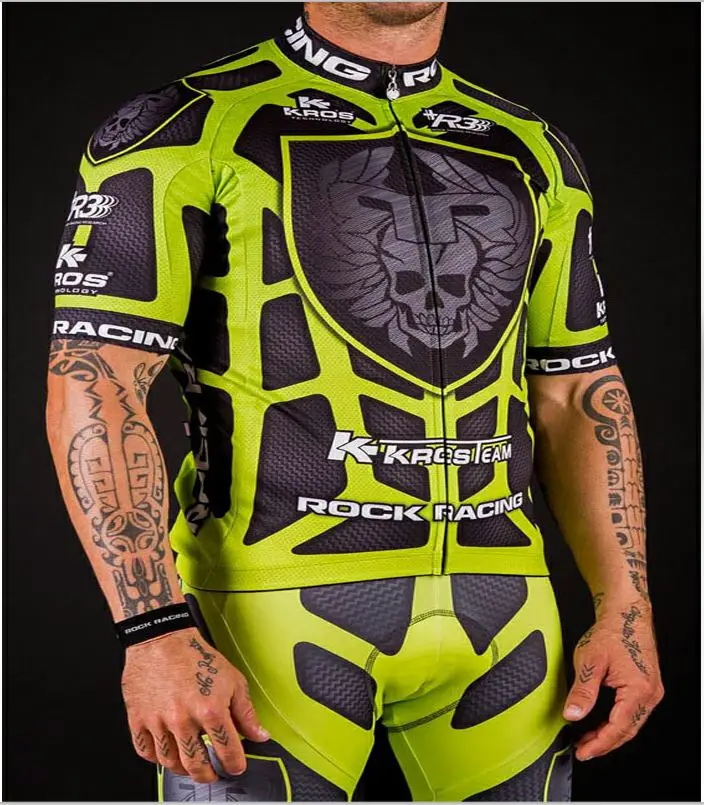 Jersey And Bib Pants Высокое качество Pro Team Rock Racing Bike велосипедная одежда мужская летняя Ropa Ciclismo дышащая с коротким рукавом велосипедные майки наборы - Цвет: Jersey And Bib Pants