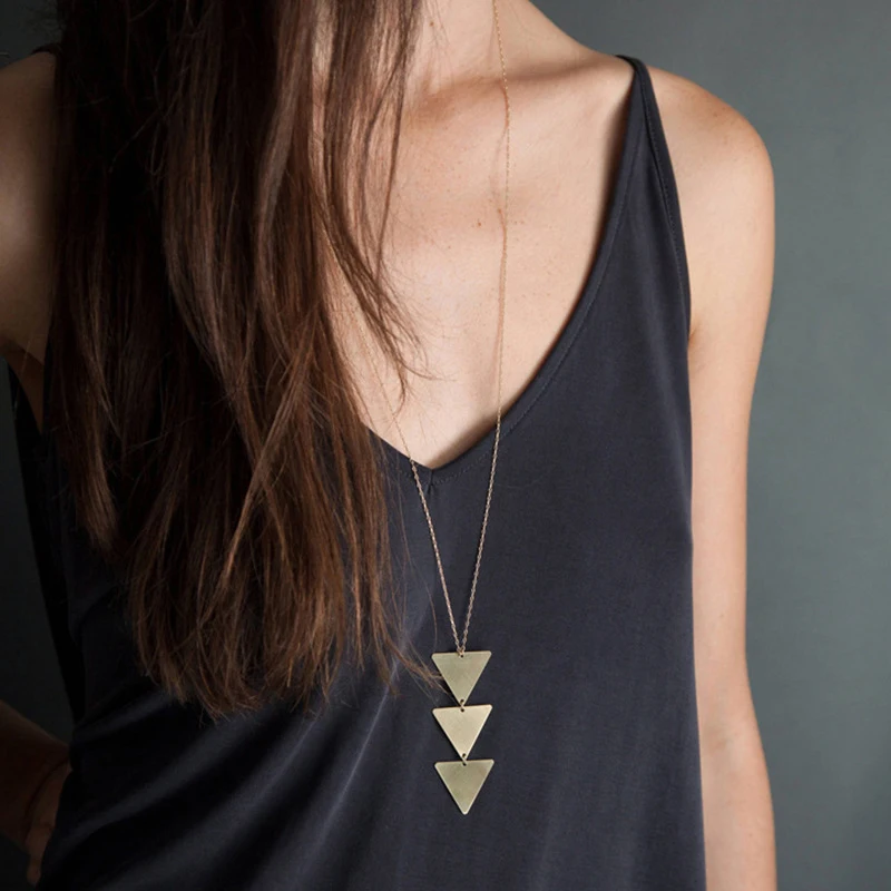 

2022 New Fashion Women Gold Chain Choker Triangle Long Necklace Jewelry Necklace Jewelry Female Women's Jewelry Choker Necklace