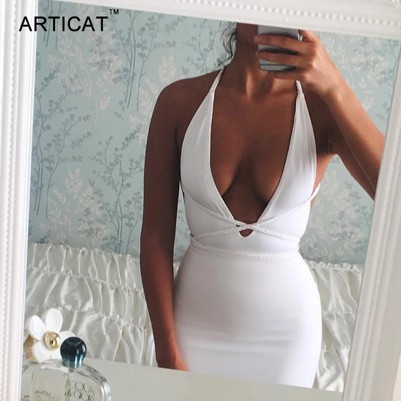 Женское Бандажное платье Articat Клубное с глубоким v образным вырезом открытыми