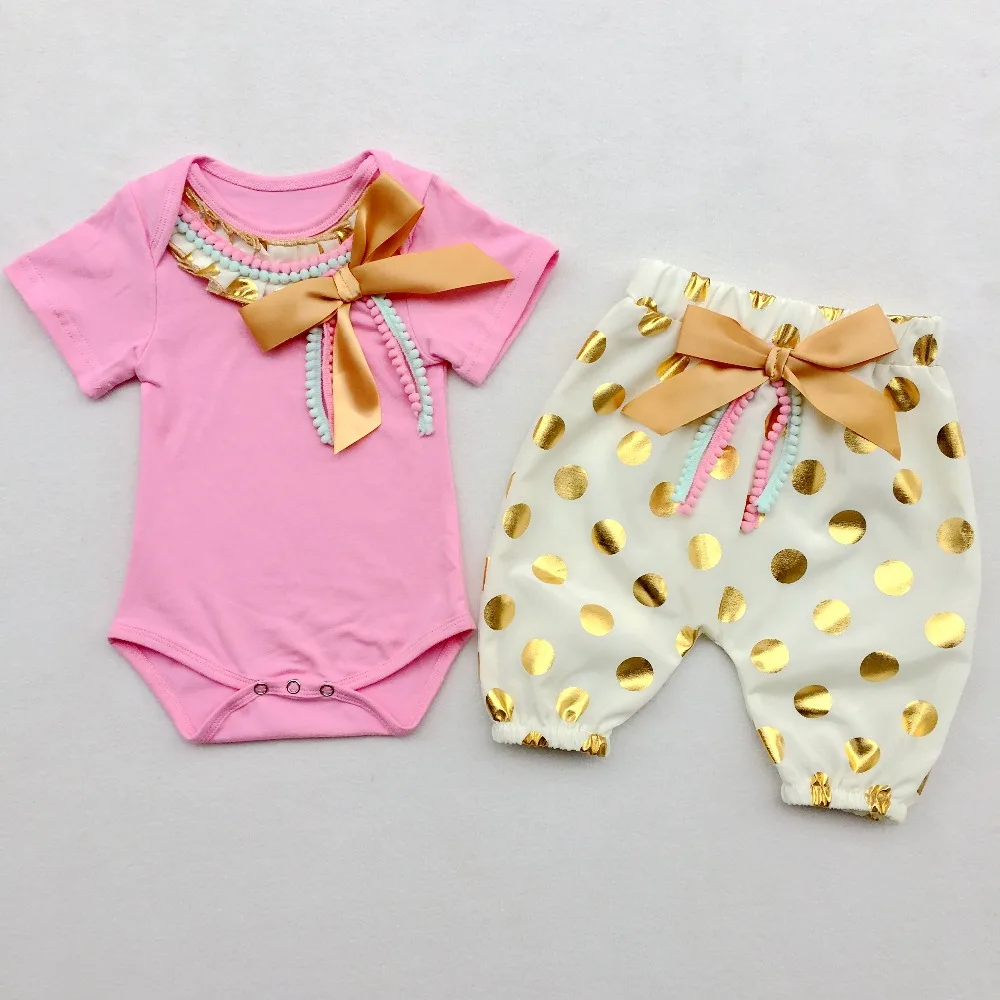 Осенне-осенняя одежда для малышей хлопковая зимняя девочек шорты в горошек наряд