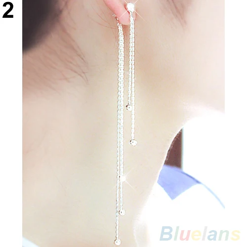 Женские длинные серьги-капельки из сплава со стразами и кисточками для