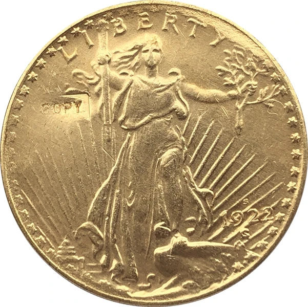 

1922-S $20 монета св. Гауденс КОПИЯ БЕСПЛАТНАЯ ДОСТАВКА