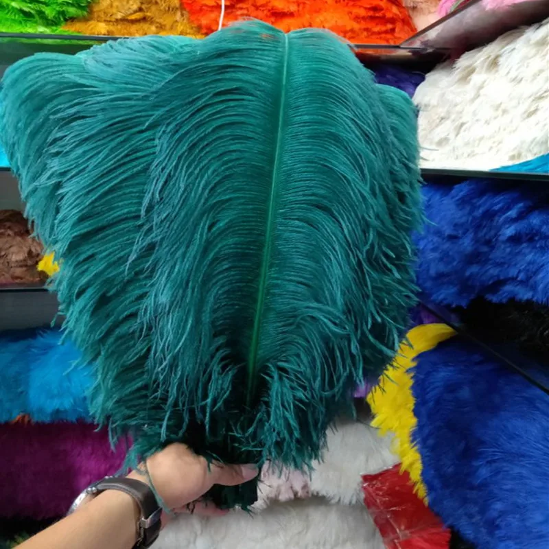 Hot sales! New 100 PCS ink green ostrich feathers 55-60 cm/22-24 inches plume wedding performing art decoration feather | Дом и сад