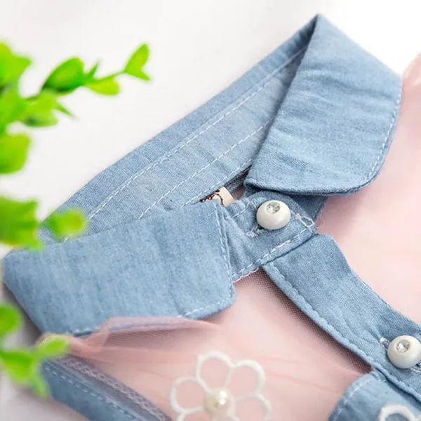 2017 Летнее Детское платье принцессы для маленьких девочек джинсовая рубашка с