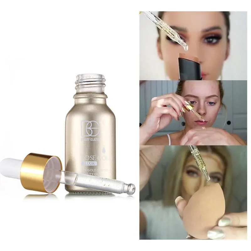 

BG 2k Rose Gold Elixir Infused Beauty Oil Essence Foundation Oil Base Makeup Serum Multifunction Primer Oil Moisturizing