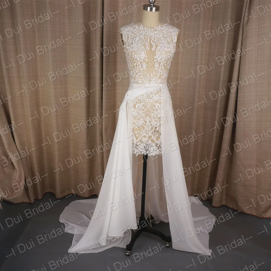 Vestido de noivas прозрачное кружевное свадебное платье с жемчугом и кристаллами, свадебное платье высокого качества, сексуальное свадебное платье