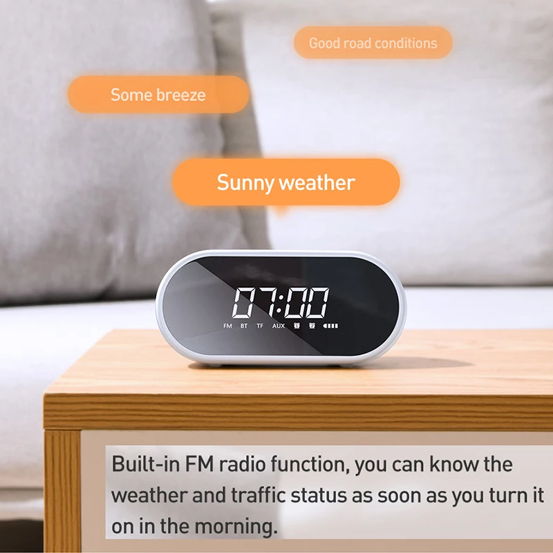 Baseus E09 портативный Bluetooth динамик с будильником беспроводной громкий динамик музыка объемный Громкий динамик для телефона ПК компьютера