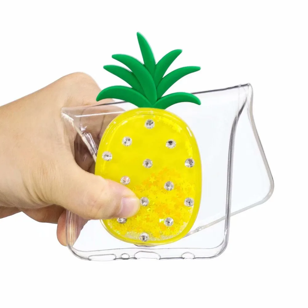 3D Pineapple DIY Diamond Bling Liquid Clear Soft Case Cover For Samsung Galaxy S7 Edge S8 Dynamic Quicksand Capa Plus |