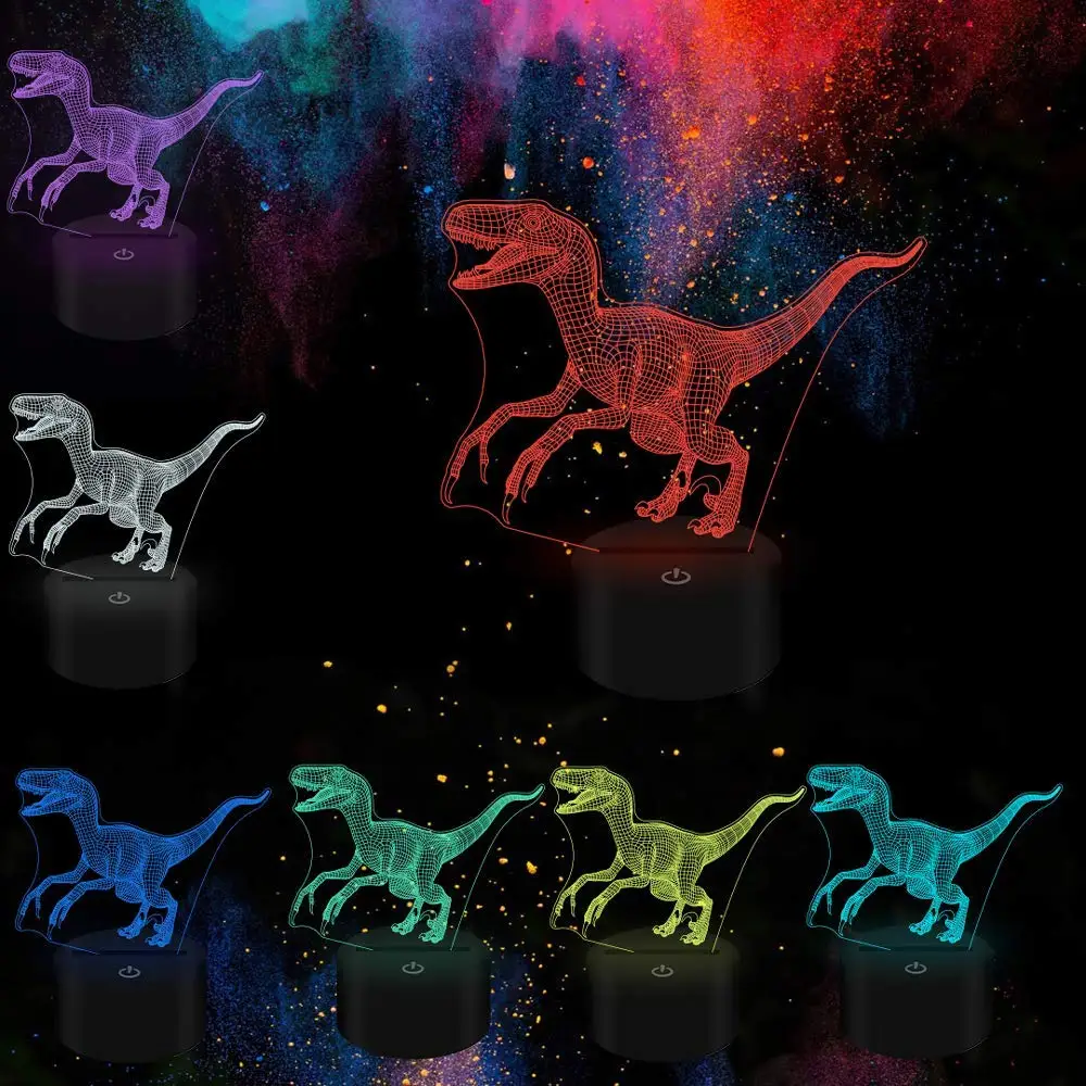3D Оптическая иллюзия животных ночник 7 LED Изменение цвета лампа крутой мягкий