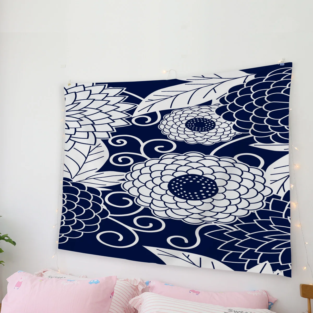 Goohome японский цветочный темно-синий гобелен покрывало настенное художественное