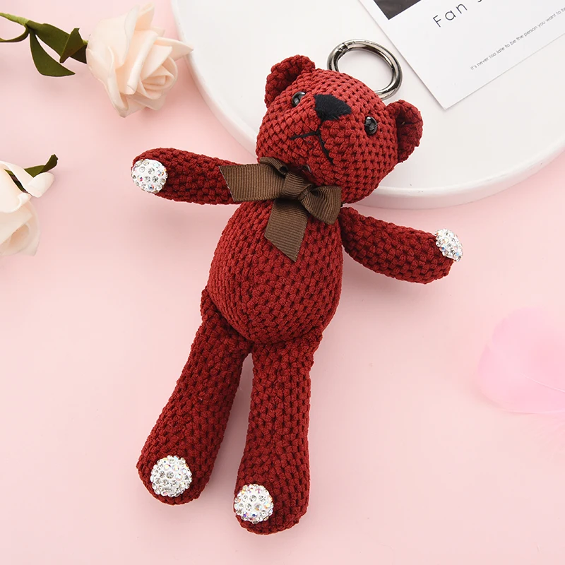 Новая ткань винтажный брелок для ключей брелки Модный кулон плюшевый медведь