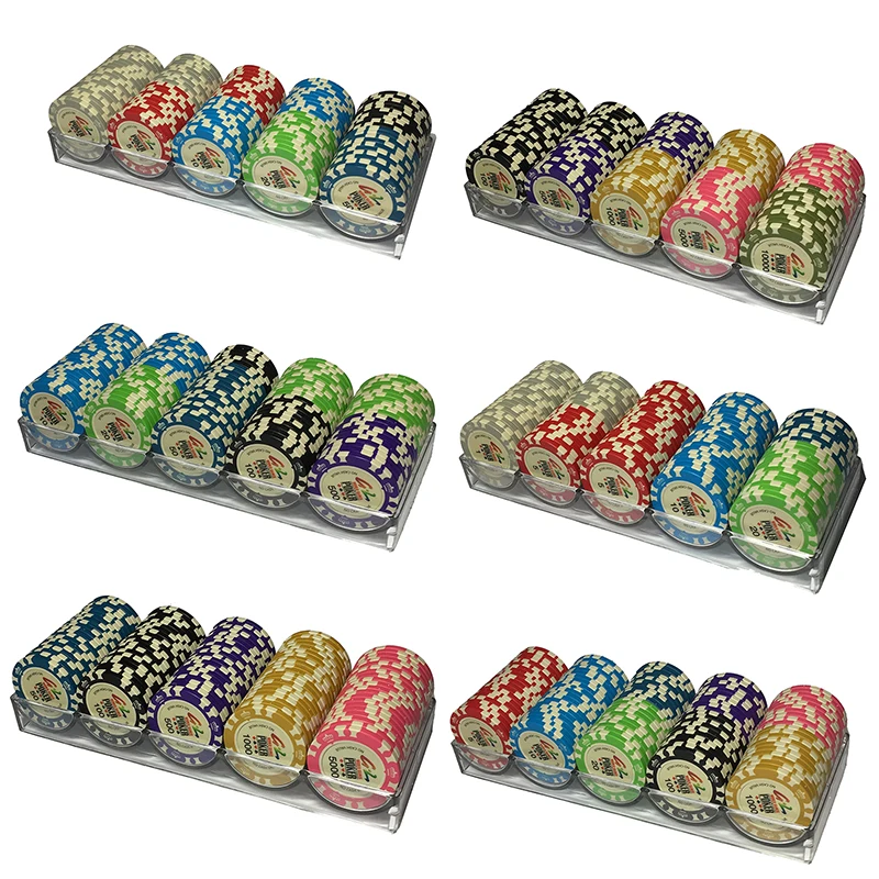 100 шт. фишки для игры в покер с коробкой набор чипов короной Техасский Холдем