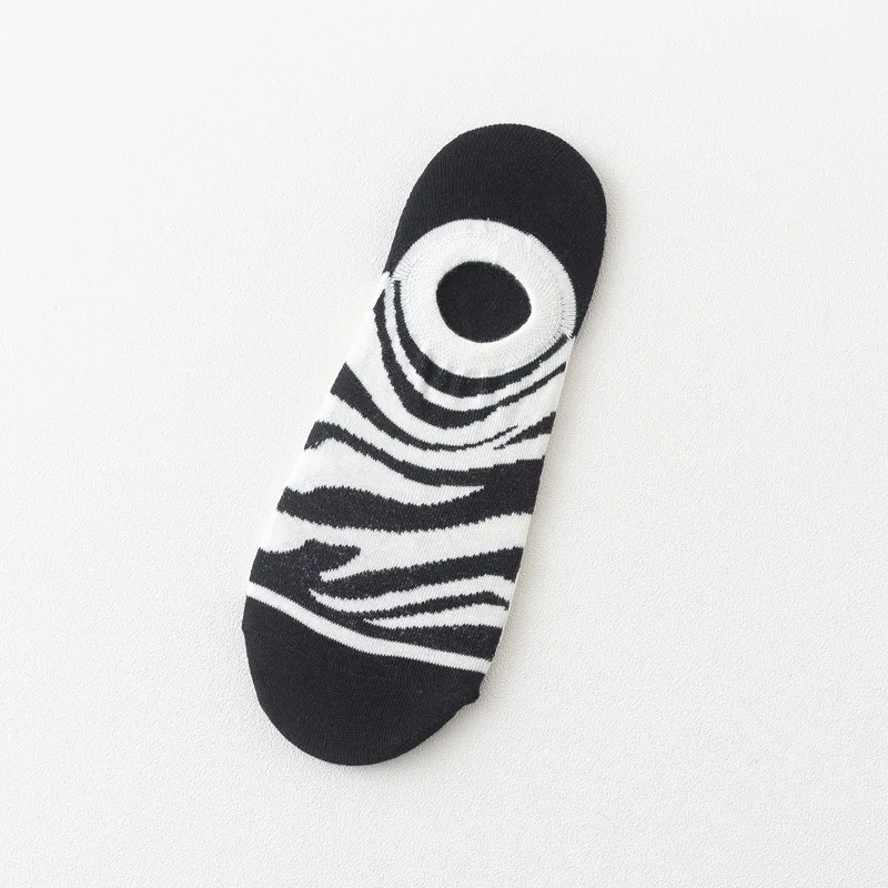 Zebra stripes Носки в упаковке, женские хлопковые невидимые носки-башмачки, пара летних мужских носков, короткие женские носки, креативные уличные носки с принтом kawaii - Цвет: Zebra stripes