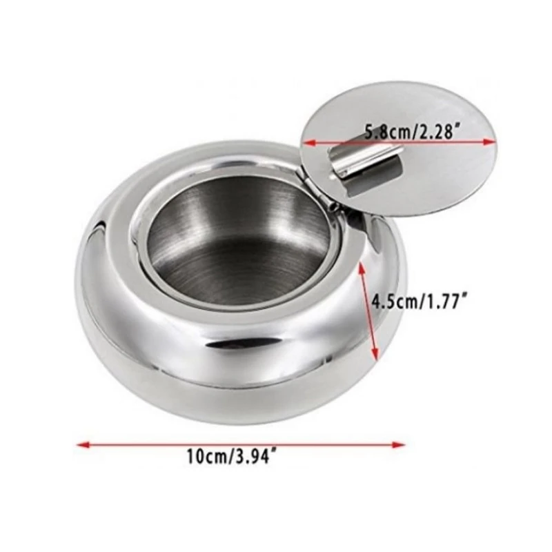 Пепельница из нержавеющей стали в форме барабана и крышки с подставкой