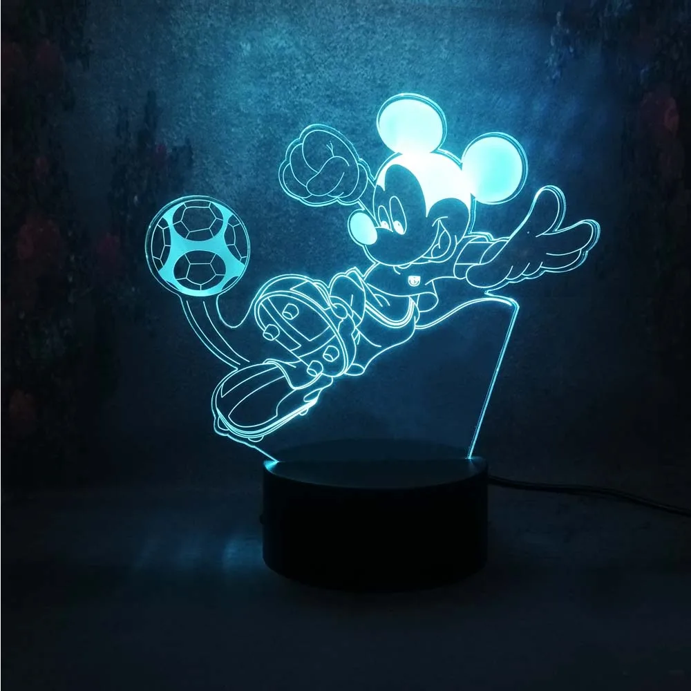 Lamparas de Lava LED 3d Night Lamp Love sport Mickey Creative Table Kid birthday Atmosphere Gift Decor illusion night light | Лампы и