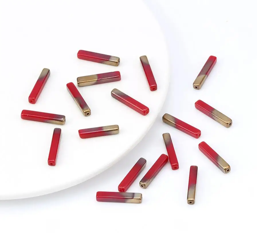red MEIBEADS, 20 шт./лот, цветные тонкие прямоугольные бусины для женщин, браслет из бусин, сделай сам, ожерелья, подвески, ювелирные изделия - Цвет: red