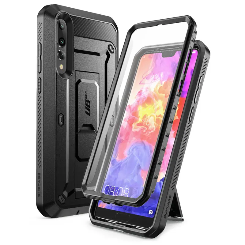 Black SUP чехол для huawei P20 Pro Чехол UB Pro сверхмощный полный корпус прочный защитный чехол со встроенной защитой экрана и подставкой - Цвет: Black