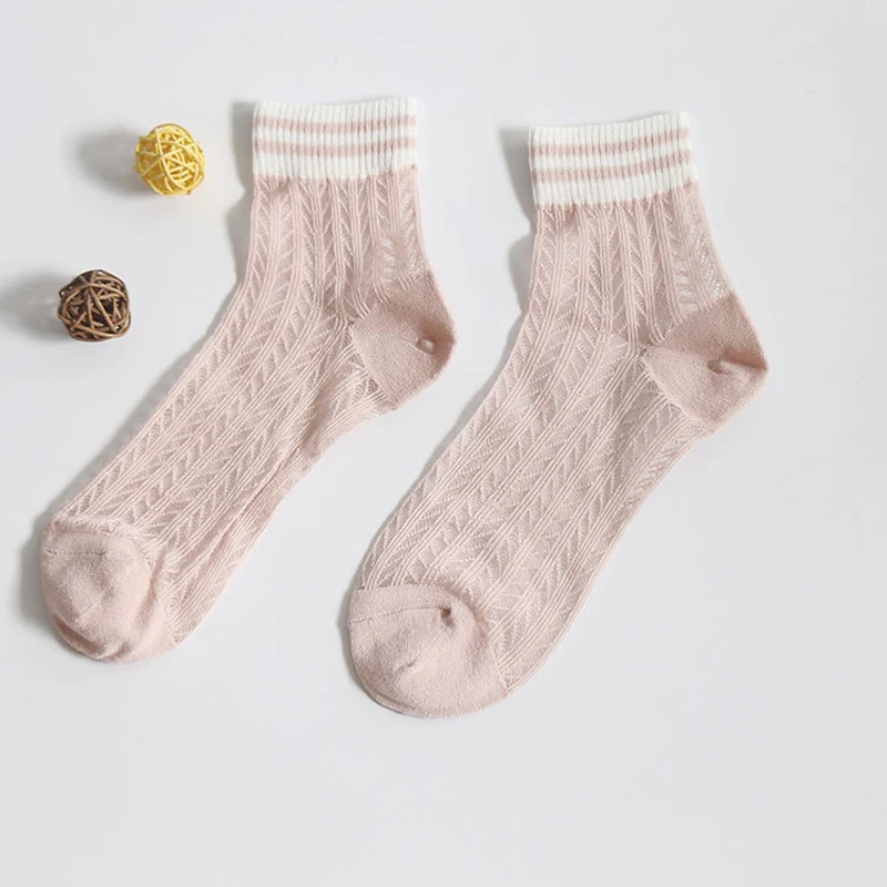 Spring Summer Women Transparent Casual Socks Female Thin Crystal Glass Silk Striped Fashion Stretch Soft Comfy Elastic Sox|Носки| |