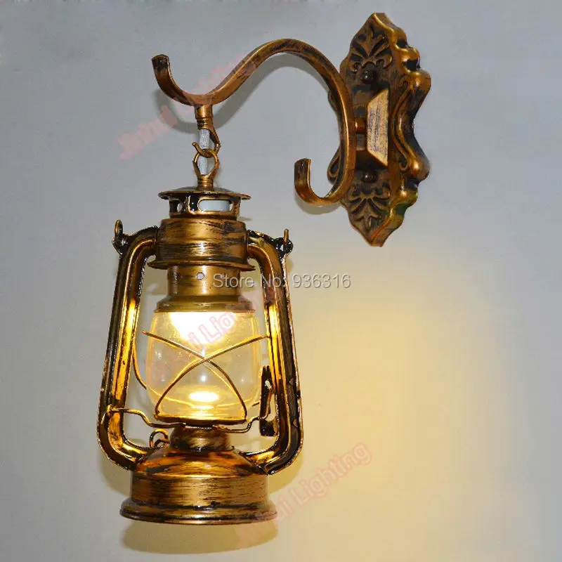 Античная Медь Старинные Фонарь Бра Персонализированные Керосиновая Лампа Мода