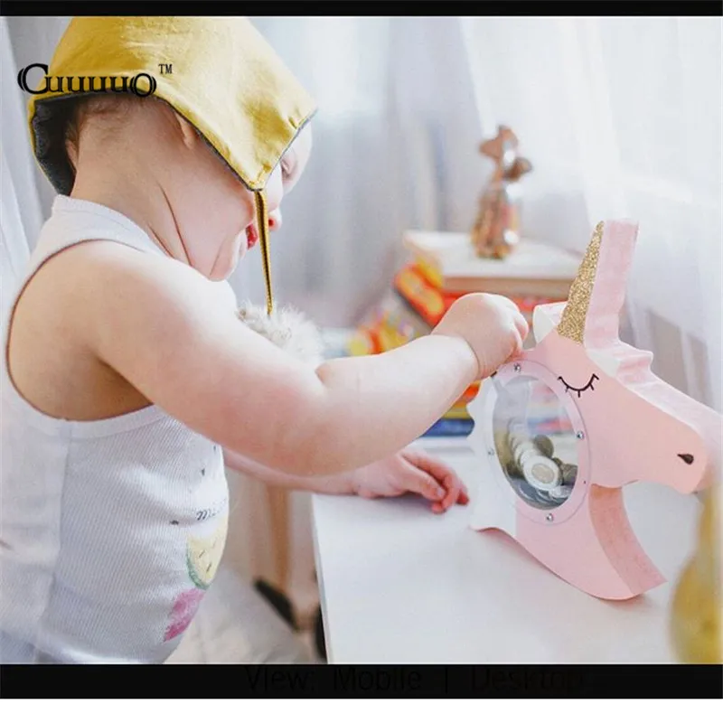 1 шт. деревянная игрушка единорог копилка монета грязь белый Троян Сэкономьте