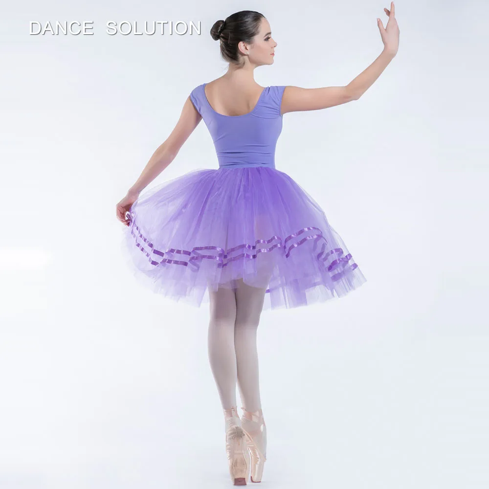 Балетное платье принцессы с сиреневым лифом из спандекса отделкой пайетками для