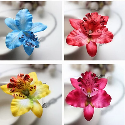 

2PCS 6 Colors Bohemia Style Orchid Peony Flowers Hair Clips Hairpins for Women Hair Accessories for Beach