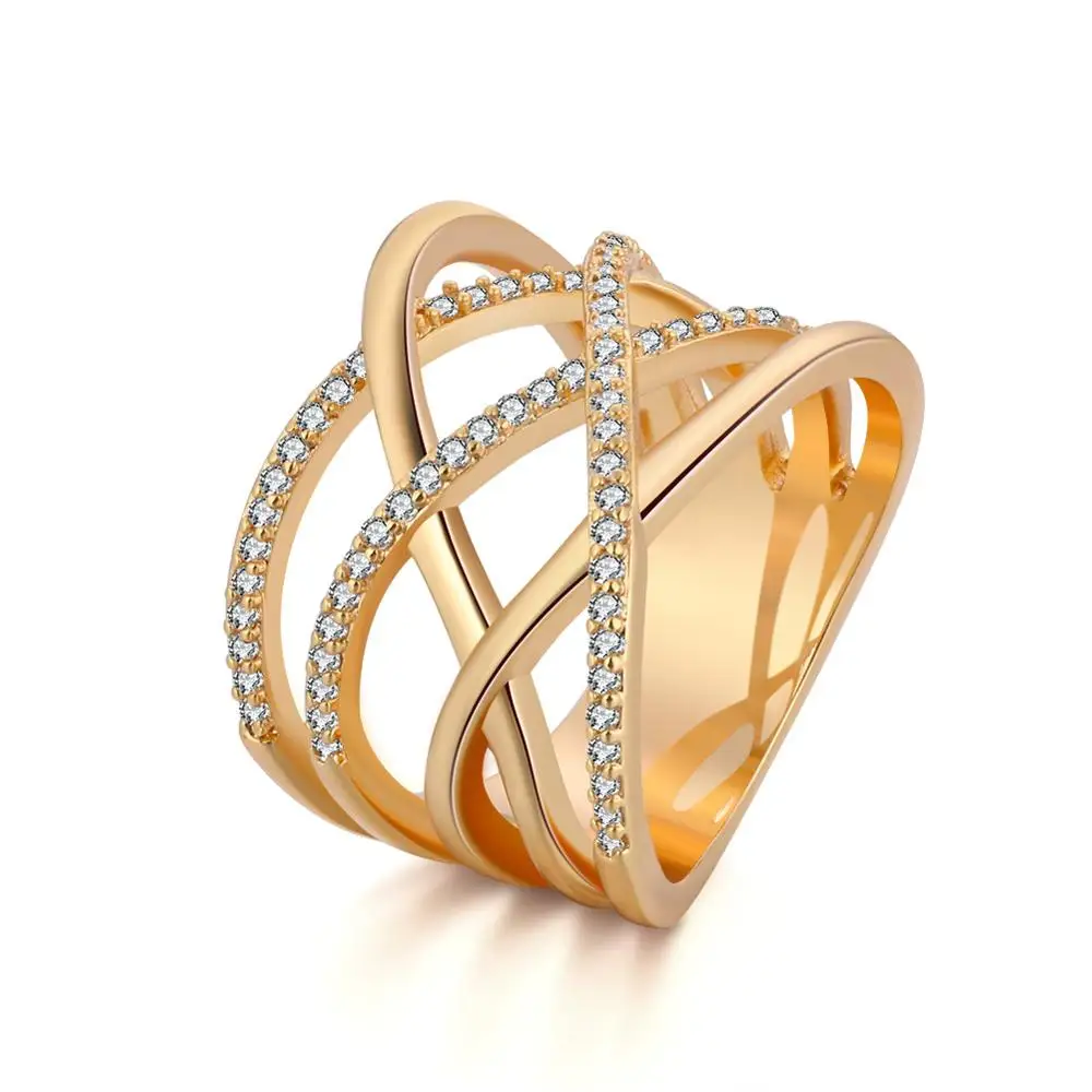 ORSA JEWELS Кольцо большого размера, серебряное кольцо с микро камнями, ААА CZ высоко полированный свинец и никель, кольца для женщин партии OR85, бесплатно - Цвет основного камня: Gold Color
