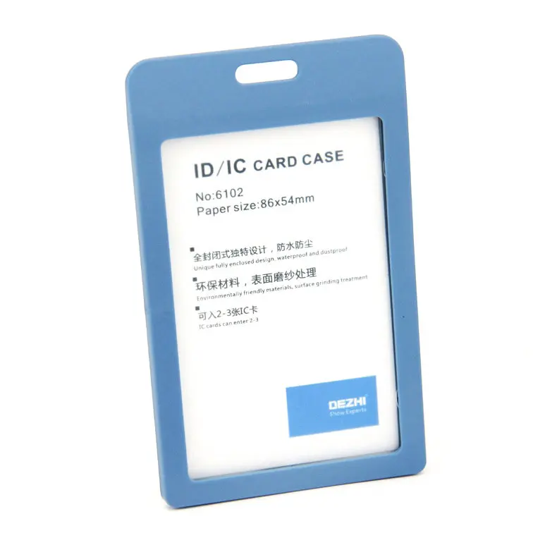 V blue no rope DEZHI Флип Бизнес ID IC Держатели карт для офисного персонала, экологически чистый пластиковый материал бейдж держатель с оригинальными цветами ремешок - Цвет: V blue no rope