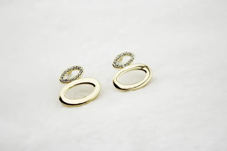 14K gold-plated double round earrings Korean | Украшения и аксессуары