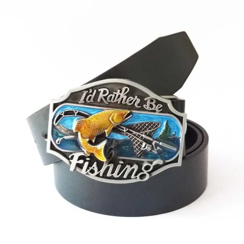 

T-Disom new Western Belt Buckle with black belt Fashion Fishing Designer Men Buckle Zinc Alloy matel Buckle 1pc Drop shipping