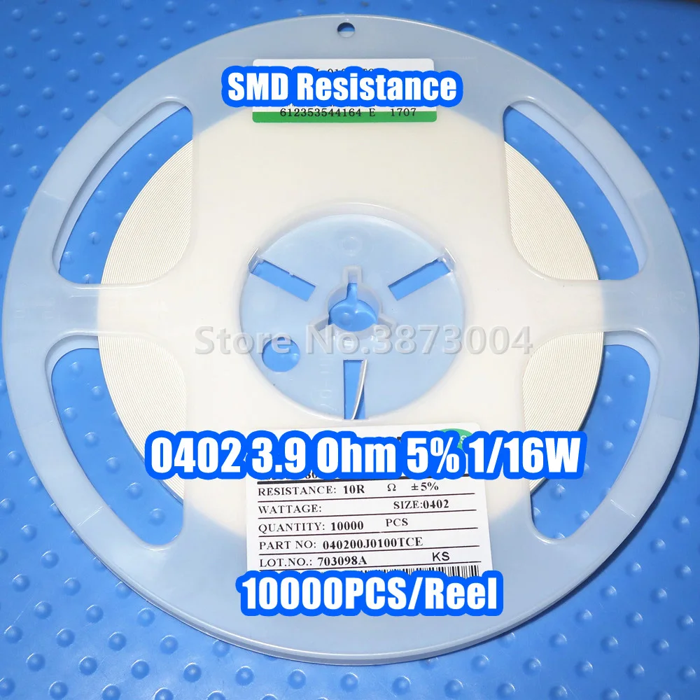 

1 Reel 0402 3.9R 3.9 Ohm 5% 1/16W SMD resistance 10000PCS/Reel