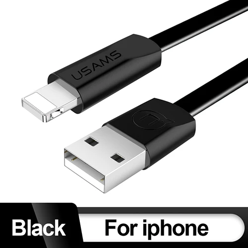 Black for iPhone USB USAMS кабель для мобильного телефона для iPhone 2A зарядный кабель Micro usb type-C для samsung Xiaomi Синхронизация данных зарядное устройство USB кабель - Цвет: Black for iPhone USB