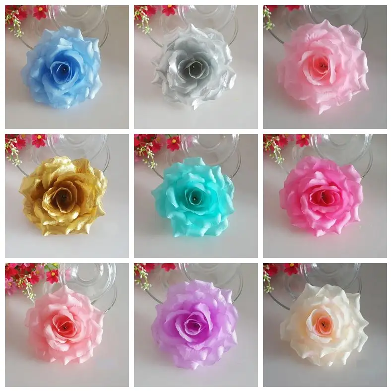 10 см большие искусственные розы Шелковые цветы Золотые Серебряные Черные