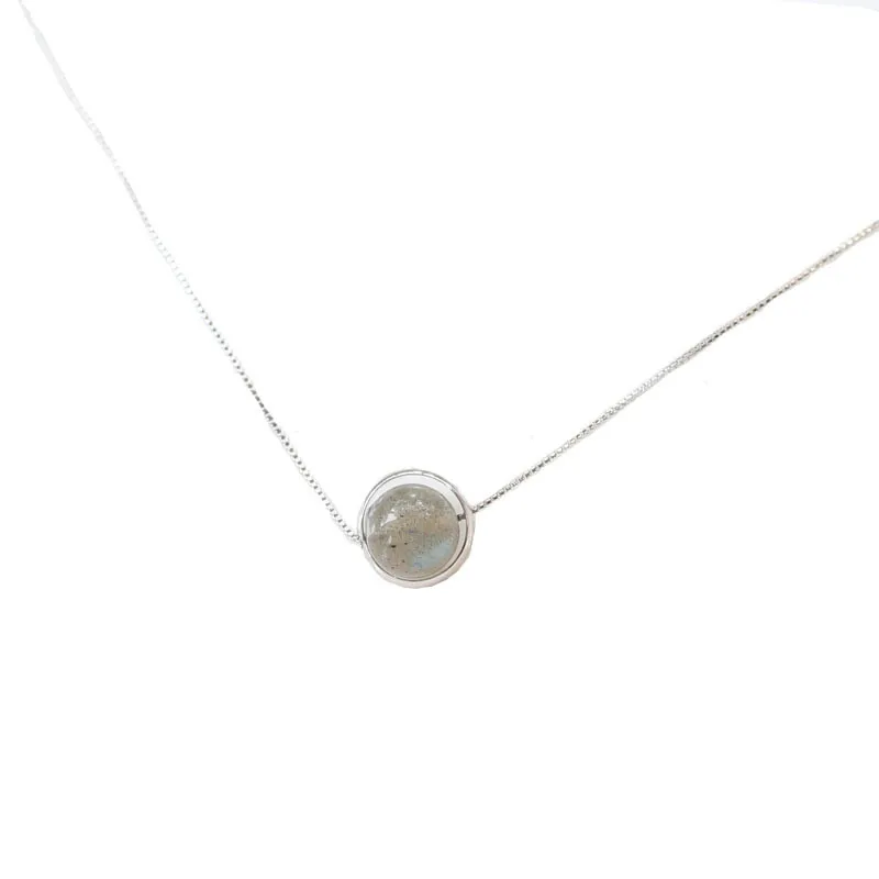 Jsmpfy 925 Sterling Silver Handmade Natural Moon Stone Pendant Necklace &ampPendants Box Chain Necklaces For Women Gifts | Украшения и
