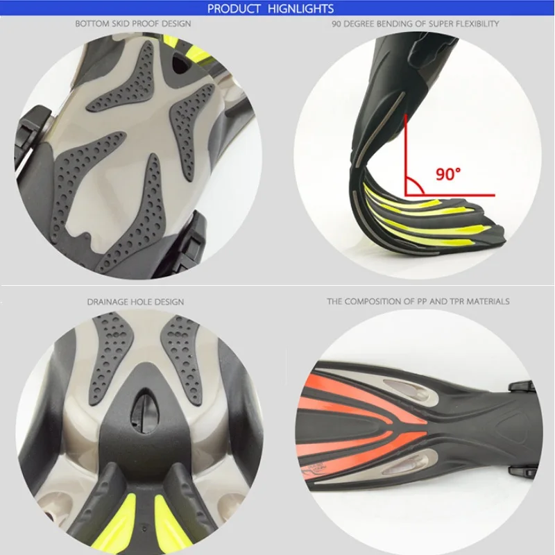 Ласты для подводного плавания регулируемые скоростные дайвинга взрослых