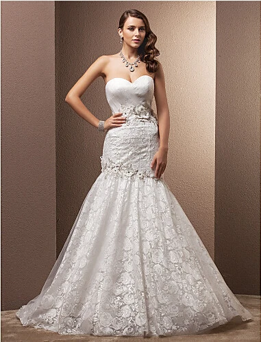 Fashionable Mermaid Inexpensive Wedding Dress With Crystals Lace Up Vestido De Noiva Imported China Plus Size Pretty Gown 2015 | Свадьбы и