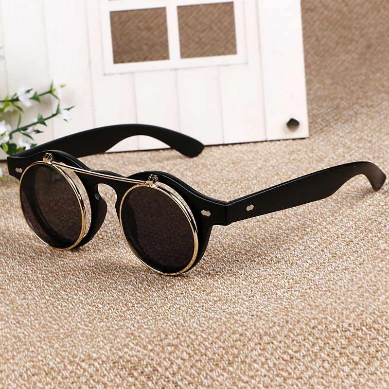 Красивые модные круглые солнцезащитные очки в стиле стимпанк женские ретро