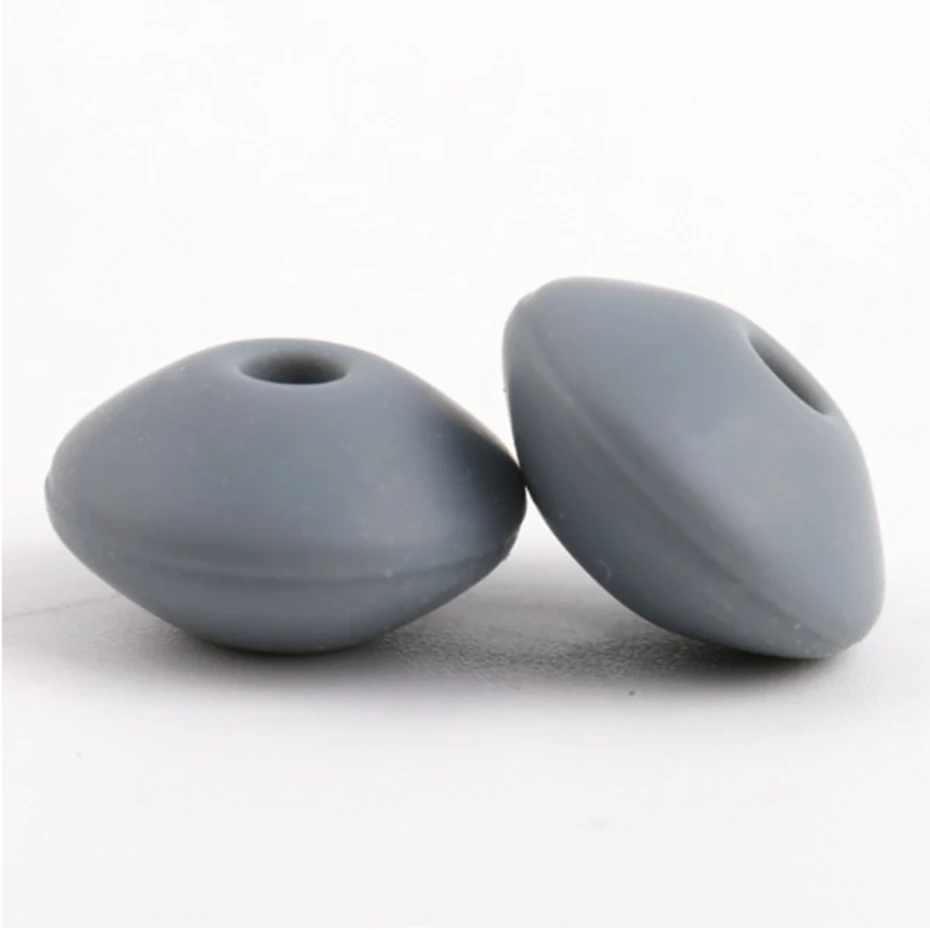 Light Grey Силиконовые счеты бусины 30 шт. DIY пустышки цепи аксессуары бусы, не содержат Бисфенол А сделано для мамы чечевицы пищевой класс детский Прорезыватель 12 мм - Цвет: Light Grey
