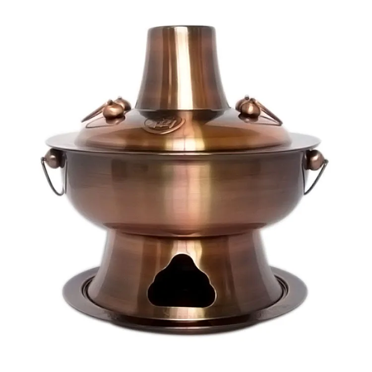 

Thickening 32cm stainless steel hot pot plated purple copper carbon hot pot furnace charcoal pot furnace old fashioned hot pot