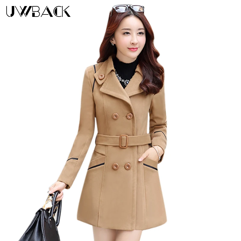 Женское шерстяное пальто Uwback тонкое для женщин классическое демисезонное