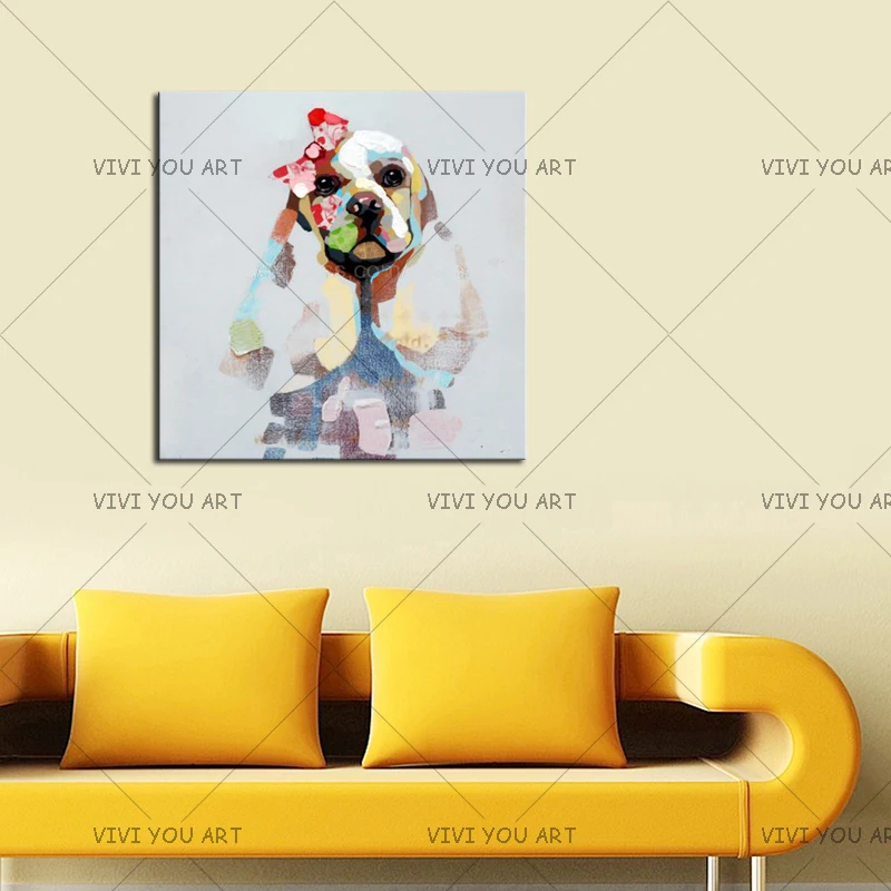 Ручная роспись собаки современные животные декоративная картина маслом