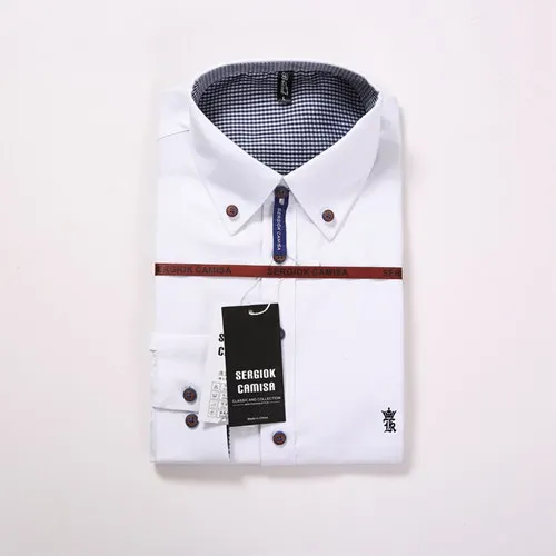 SK5801WHITE Sergio K Dudalina Мужская рубашка оксфорд рубашка мужская рубашка с длинными рукавами Мужская одежда Slim Fit Повседневная мужская рубашка - Цвет: SK5801WHITE