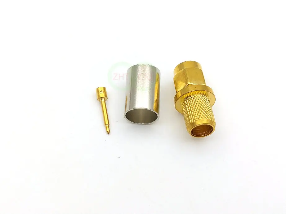 100 шт. SMA штекер RF Coax Jack обжимной кабель для RG5 RG6 5D FB H155 LMR300 прямой
