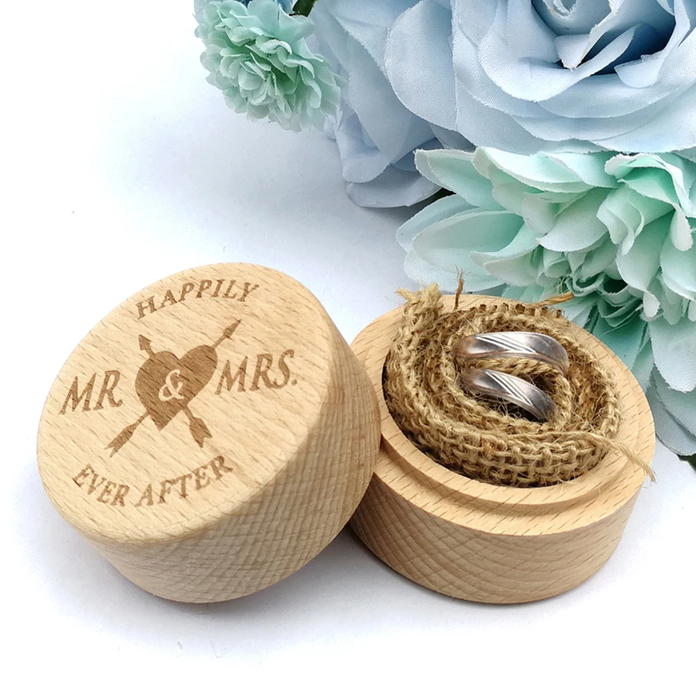 Креативная деревянная круглая коробочка для кольца коробка обручальных колец