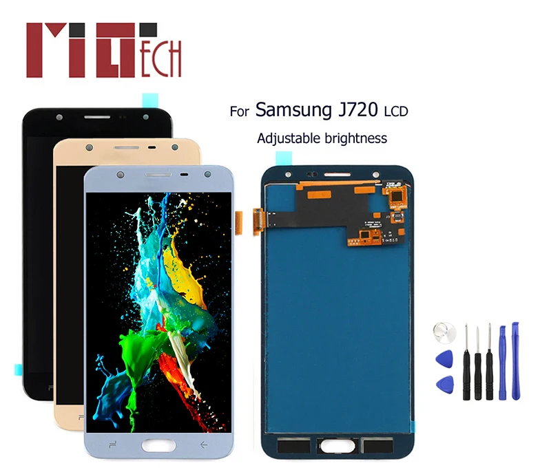 ЖК-дисплей для samsung Galaxy J7 Duo J720 J720F SM-J720F кодирующий преобразователь сенсорного экрана в сборе Замена Регулируемая яркость