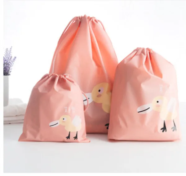 pink duck Женская косметичка с милыми мультяшными животными для путешествий, косметичка на шнурке, чехол-органайзер для хранения косметики, косметических принадлежностей, косметический набор, сумочка - Цвет: pink duck