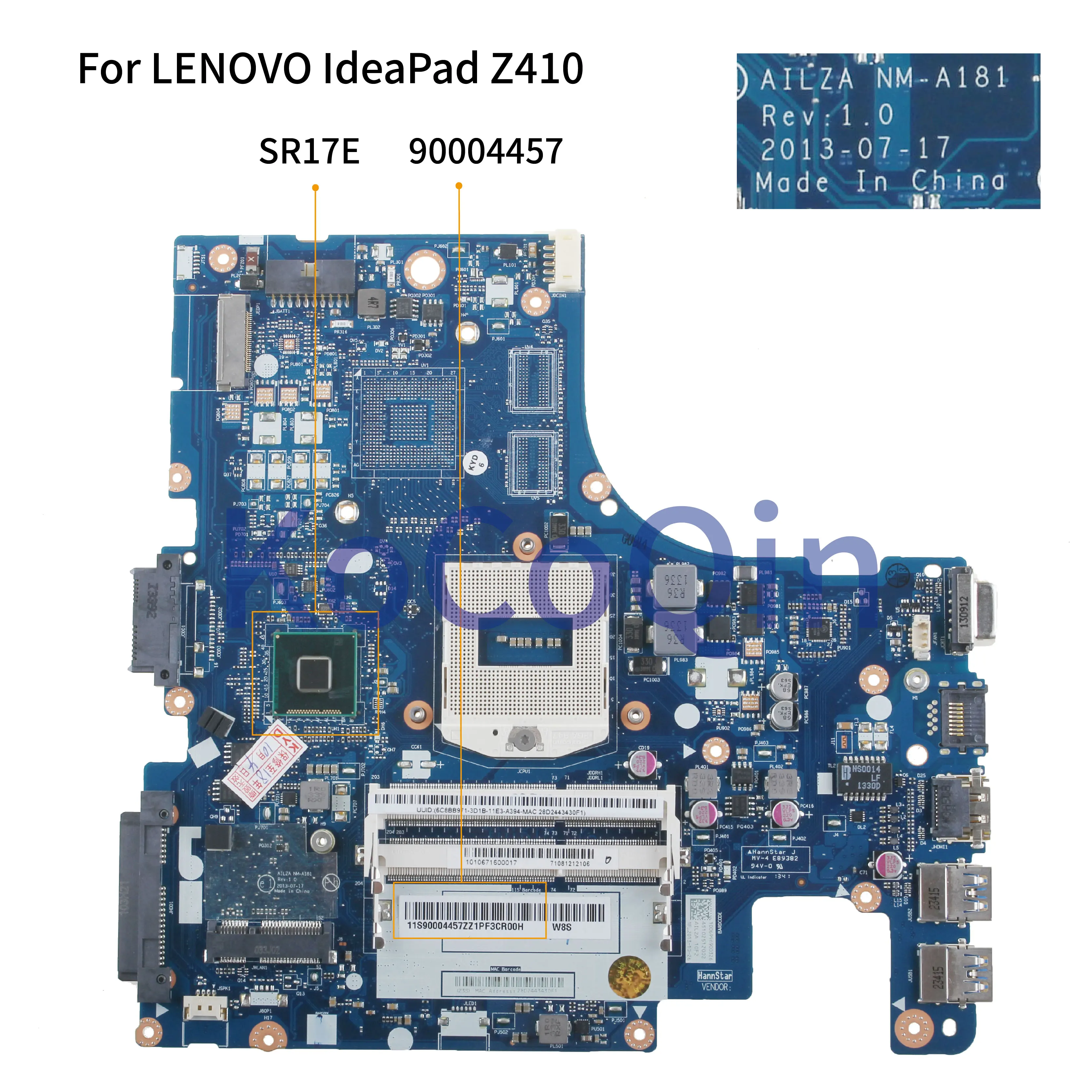 KoCoQin материнская плата для ноутбука LENOVO IdeaPad Z410 14 дюймов 90004457 AILZA NM A181