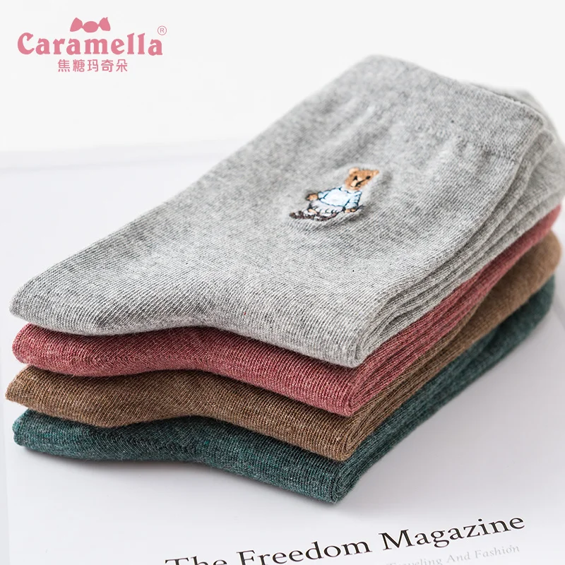 4 пары/Лот женские брендовые Мультяшные хлопковые длинные носки Harajuku милые